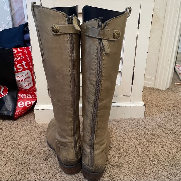 SAM Edelman Penny Tall Riding Boots Olive Taupe Leather Size 8.5 weathered - Picture 12 of 16